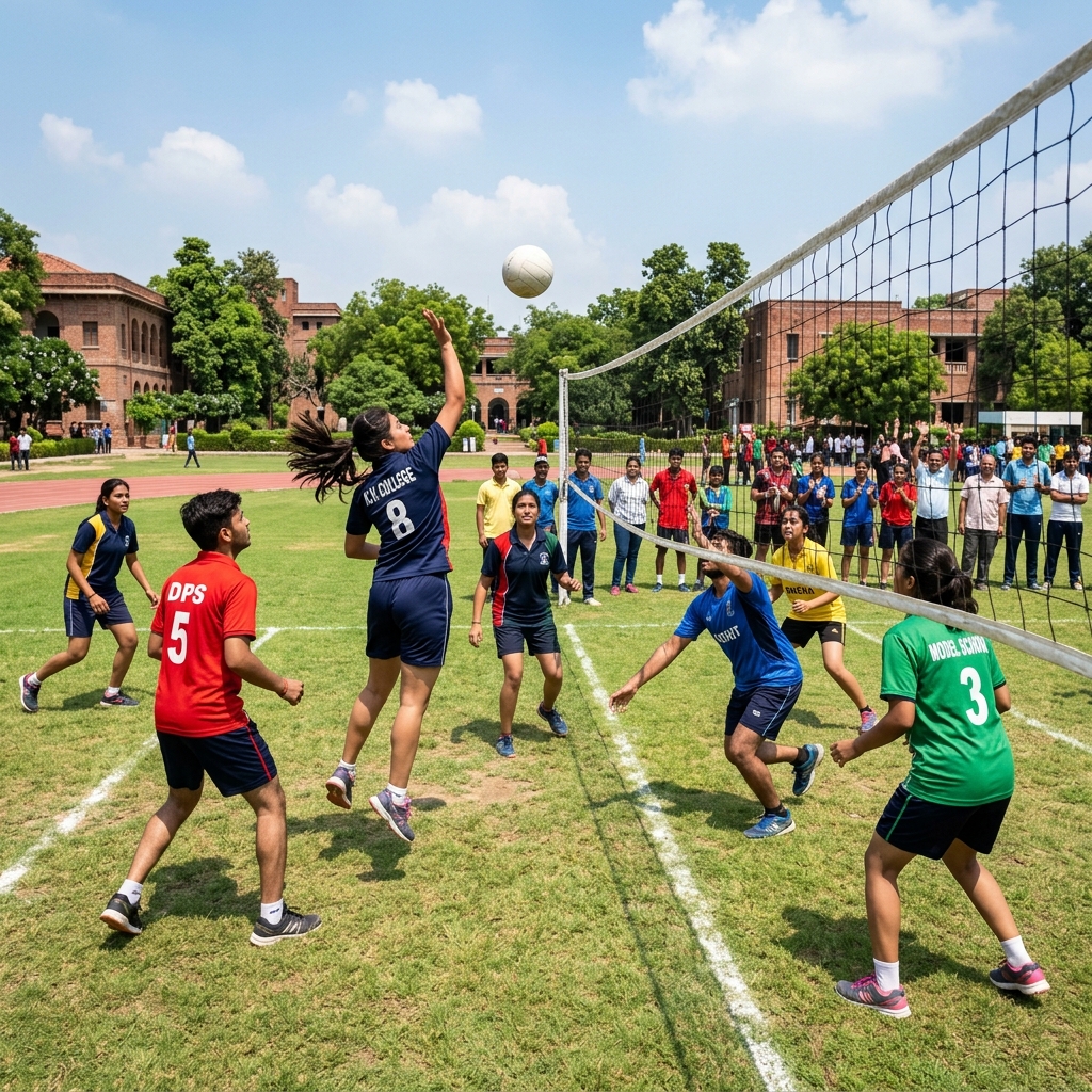 Students Playing Volleyball